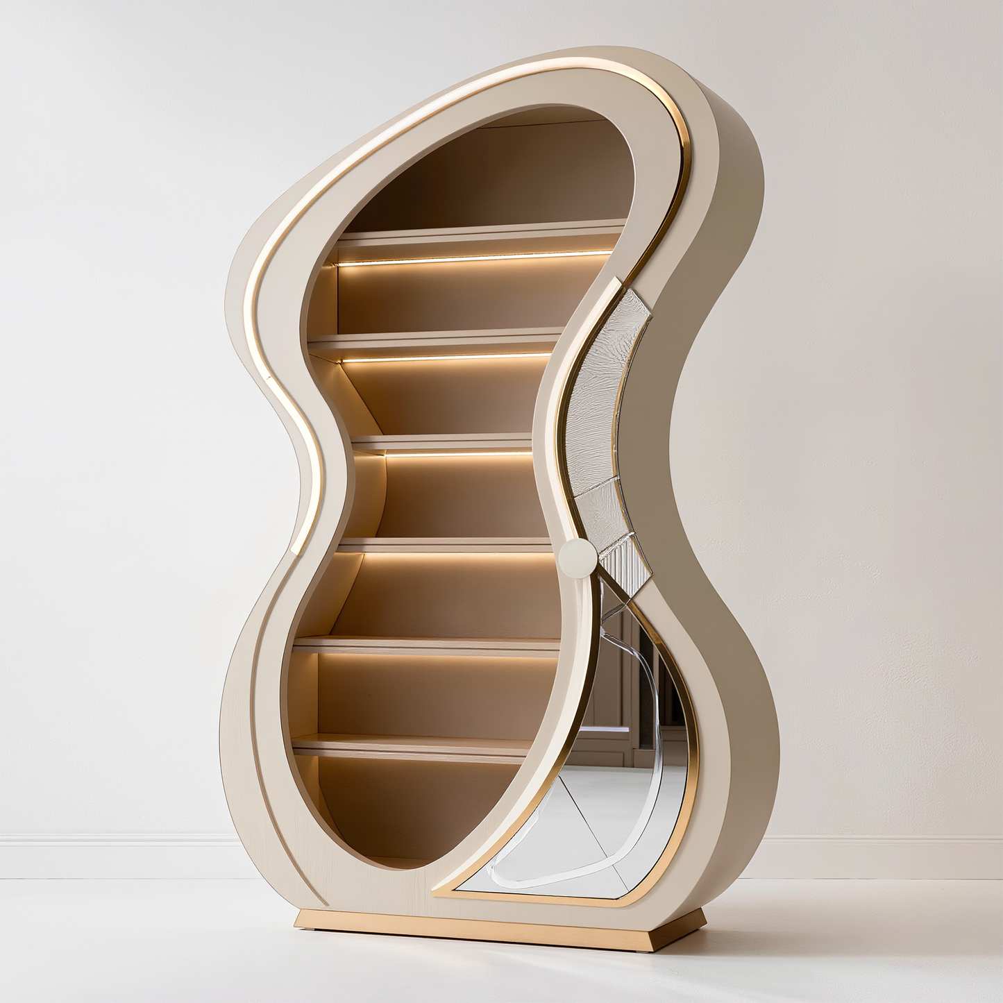 Modern Curved LED Display Shelf