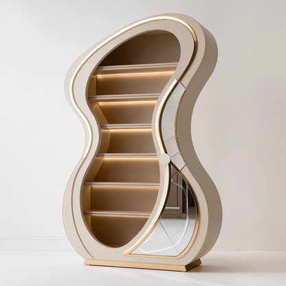 Modern Curved LED Display Shelf