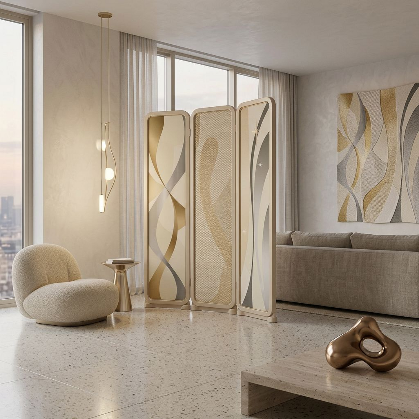 Modern Art Deco Folding Screen