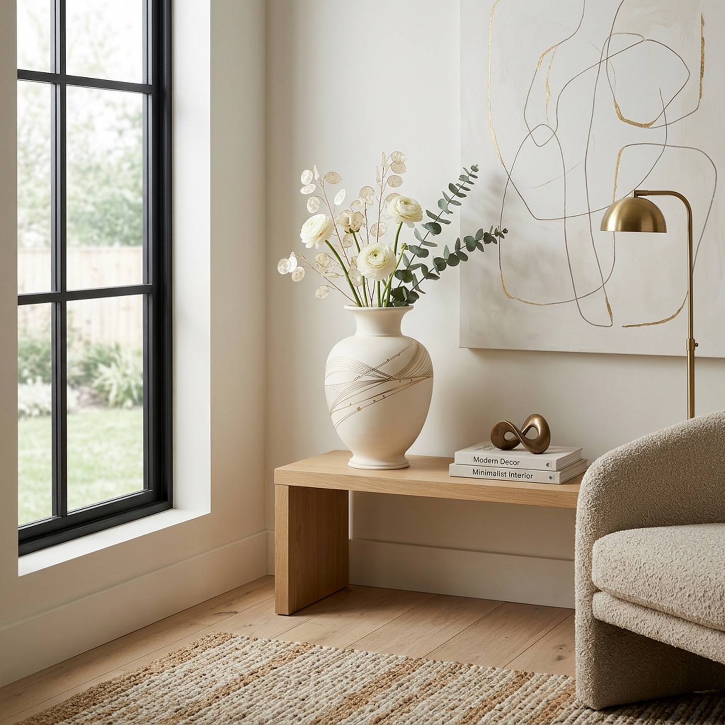 Elegant Matte Ceramic Vase with Gold Detailing