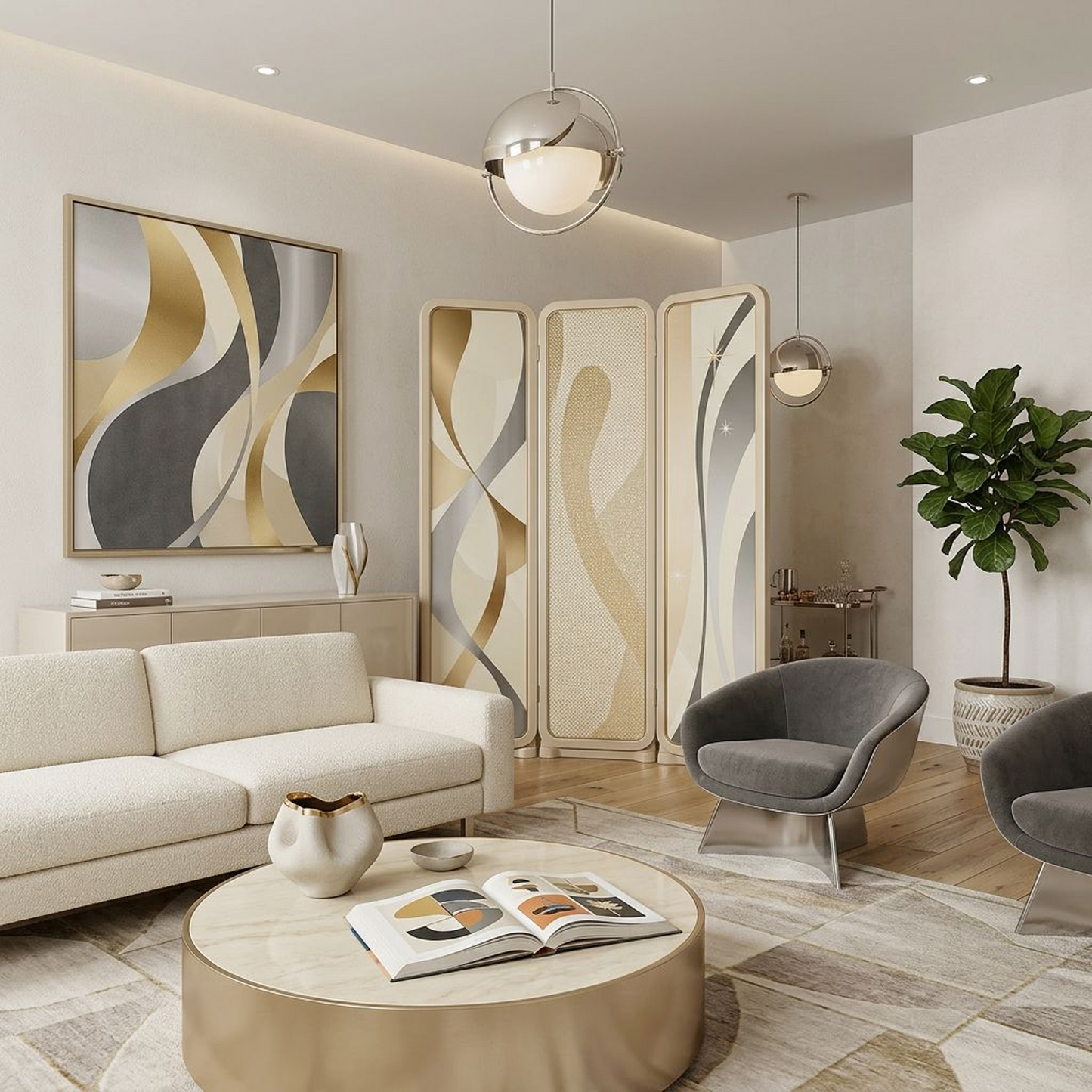 Modern Art Deco Folding Screen