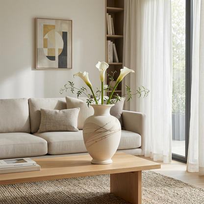 Elegant Matte Ceramic Vase with Gold Detailing