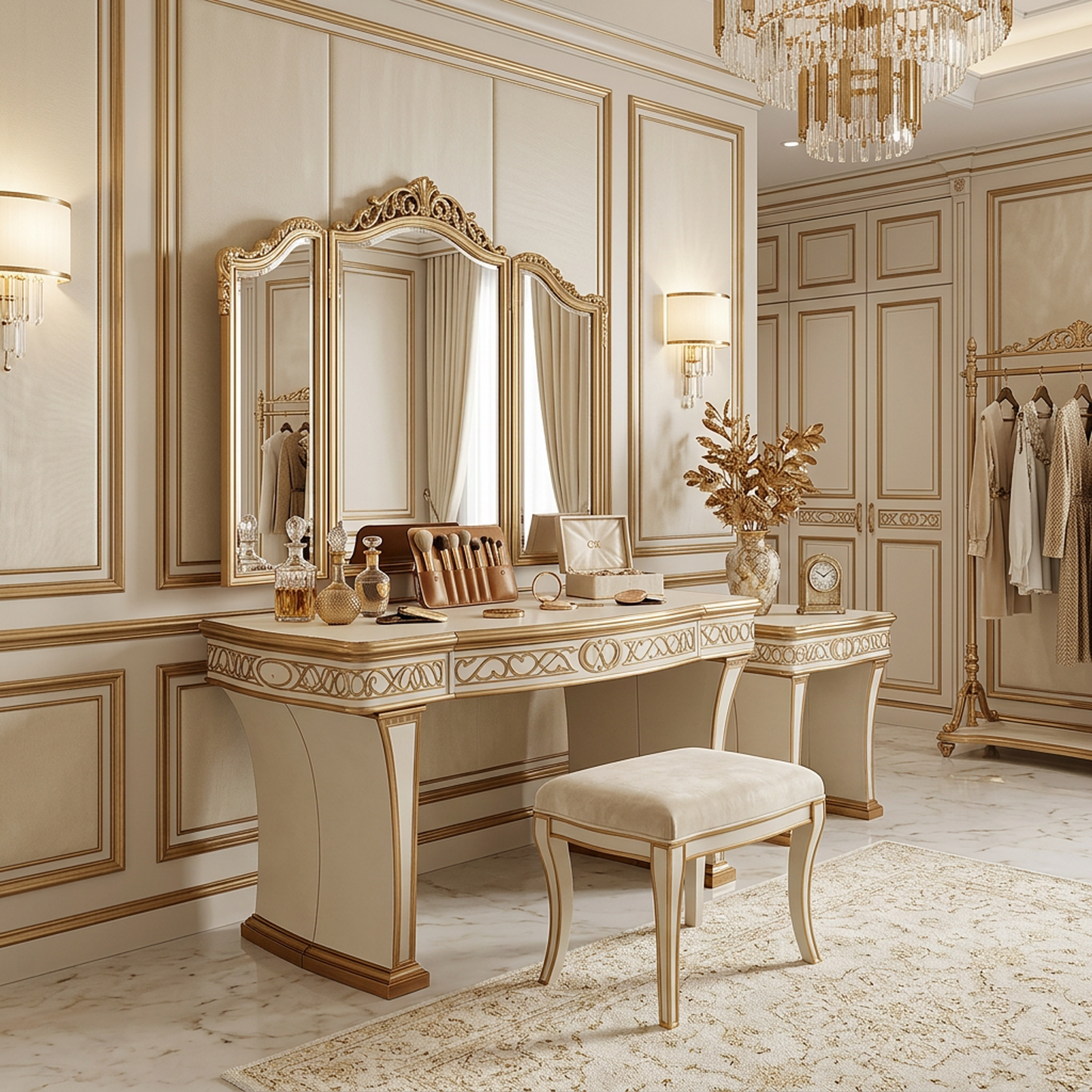 Luxury Gold-Accented Writing Desk