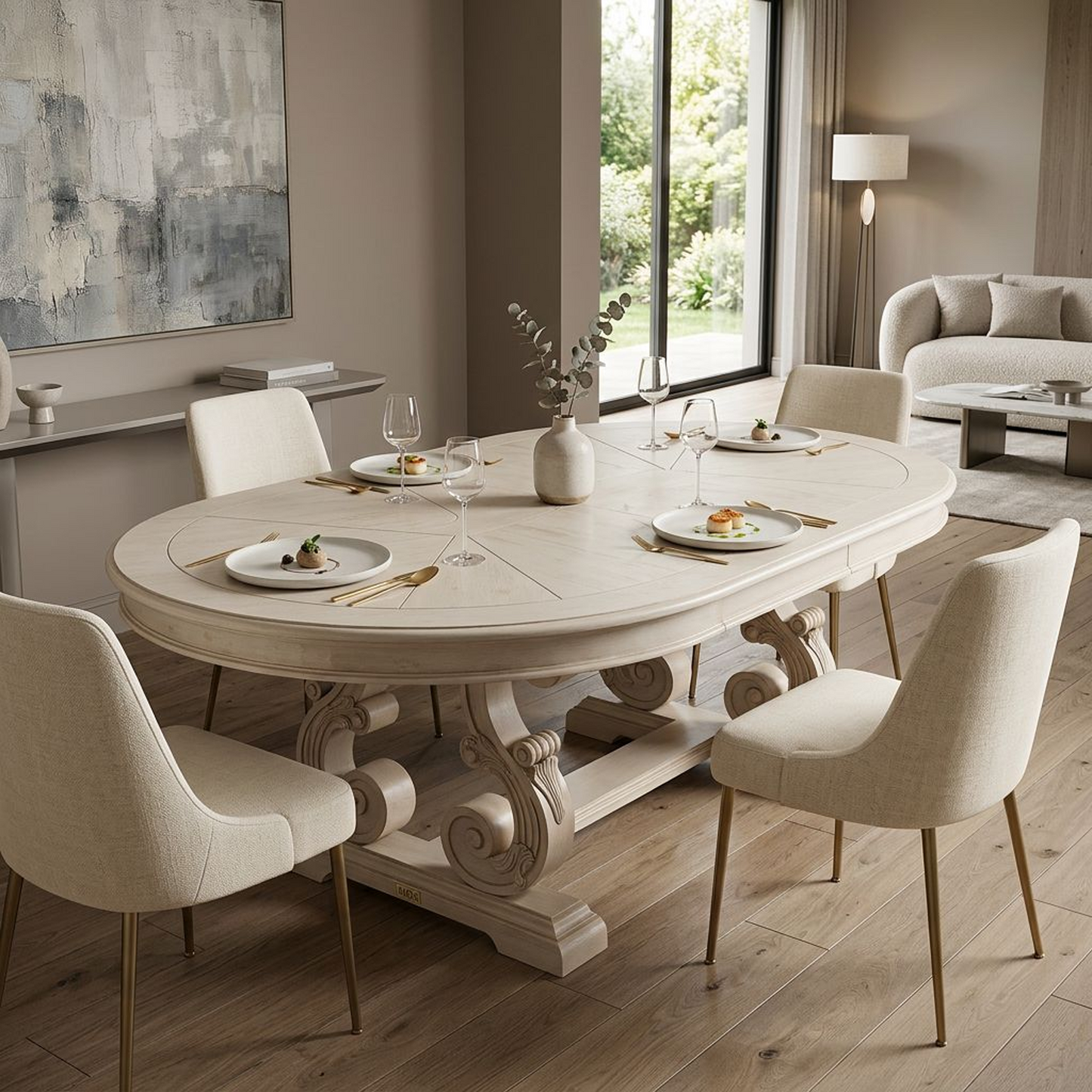 Classic Carved Oval Dining Table