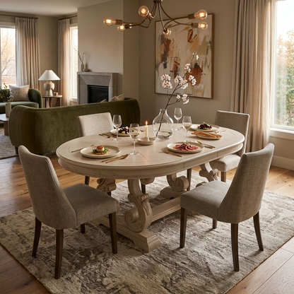 Classic Carved Oval Dining Table