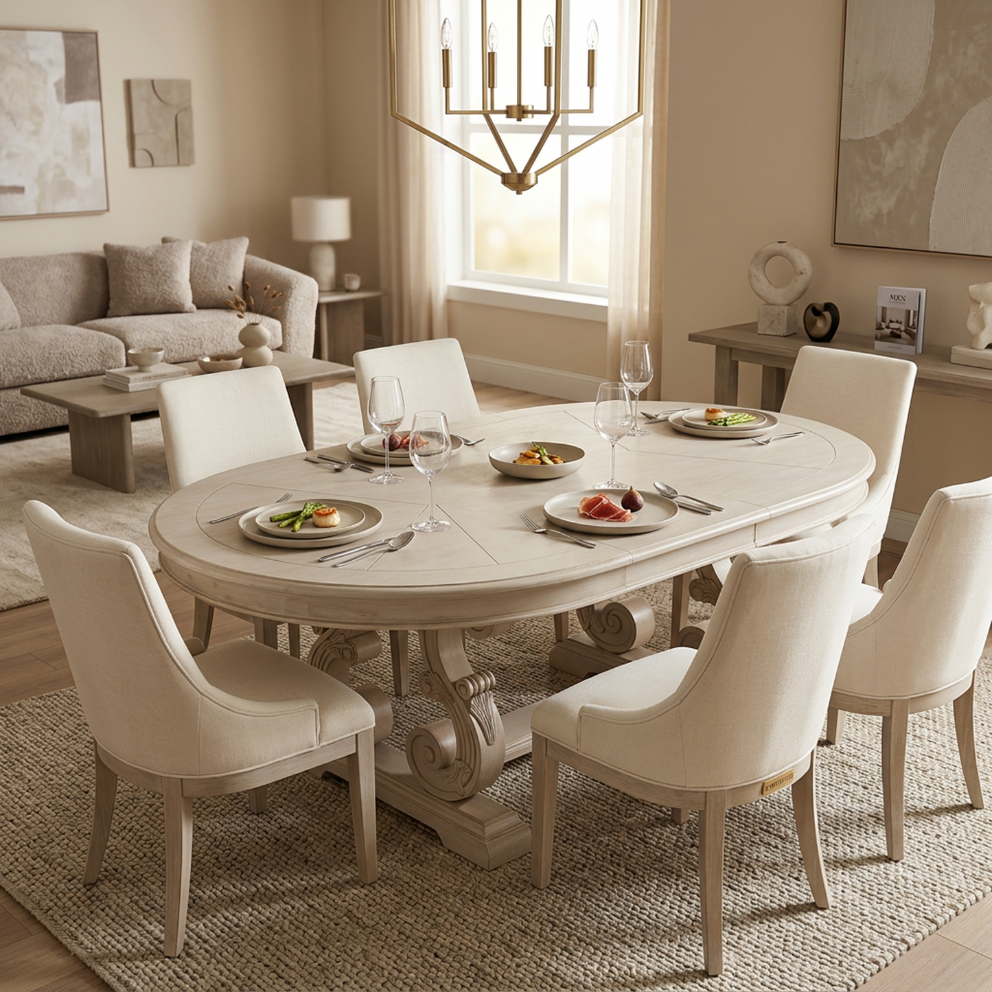 Classic Carved Oval Dining Table