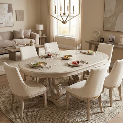 Classic Carved Oval Dining Table