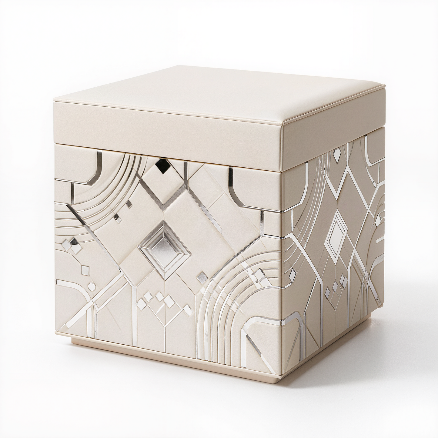 Geometric Upholstered Storage Ottoman