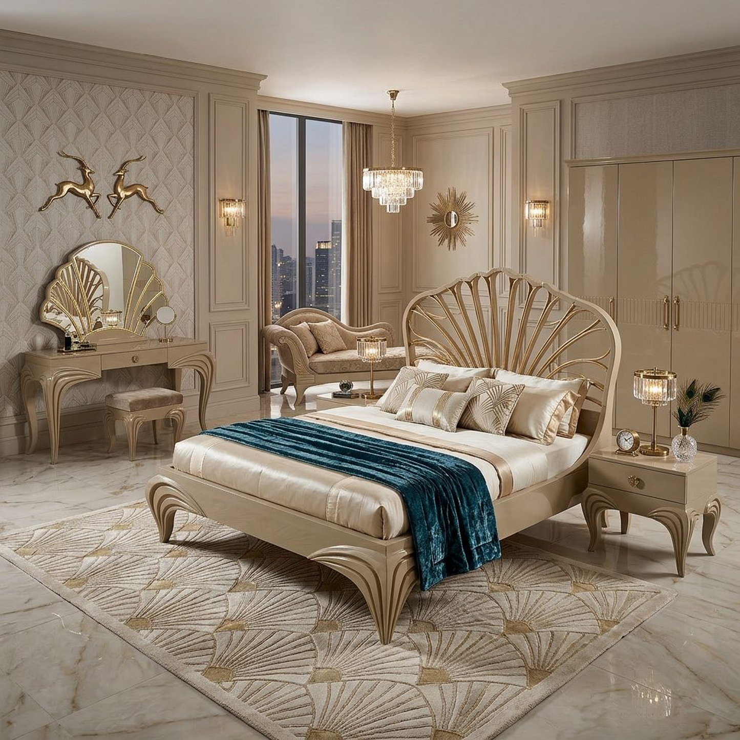 Art Deco Shell-Inspired Bed Frame
