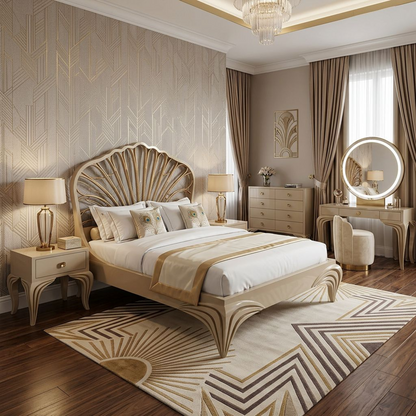Art Deco Shell-Inspired Bed Frame
