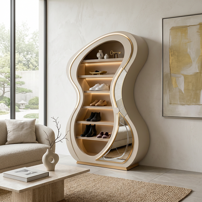 Modern Curved LED Display Shelf