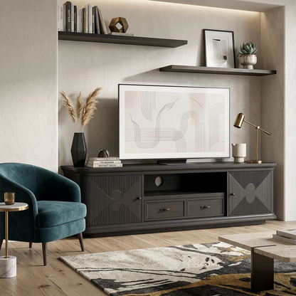 Modern Black Media Console