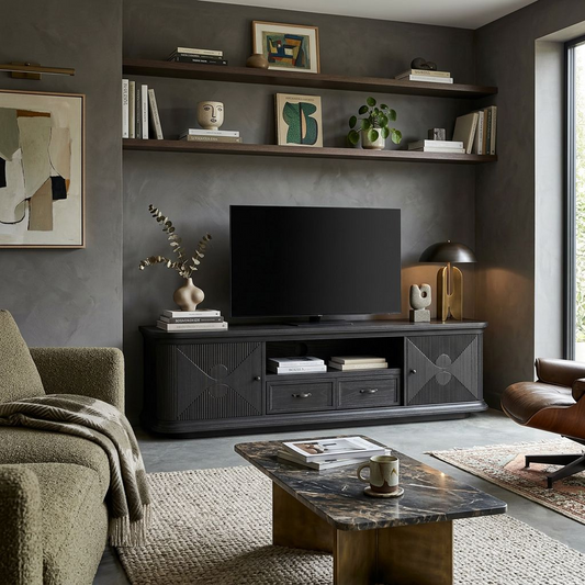Modern Black Media Console