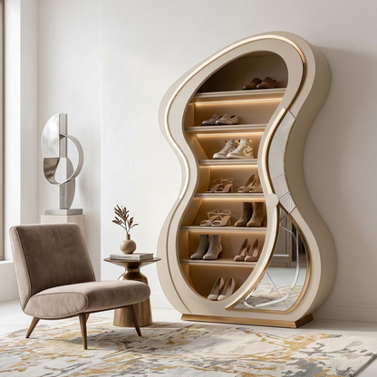 Modern Curved LED Display Shelf
