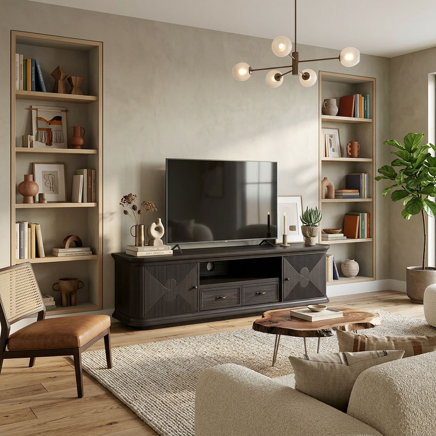 Modern Black Media Console