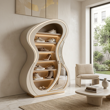 Modern Curved LED Display Shelf