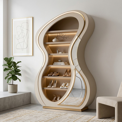 Modern Curved LED Display Shelf